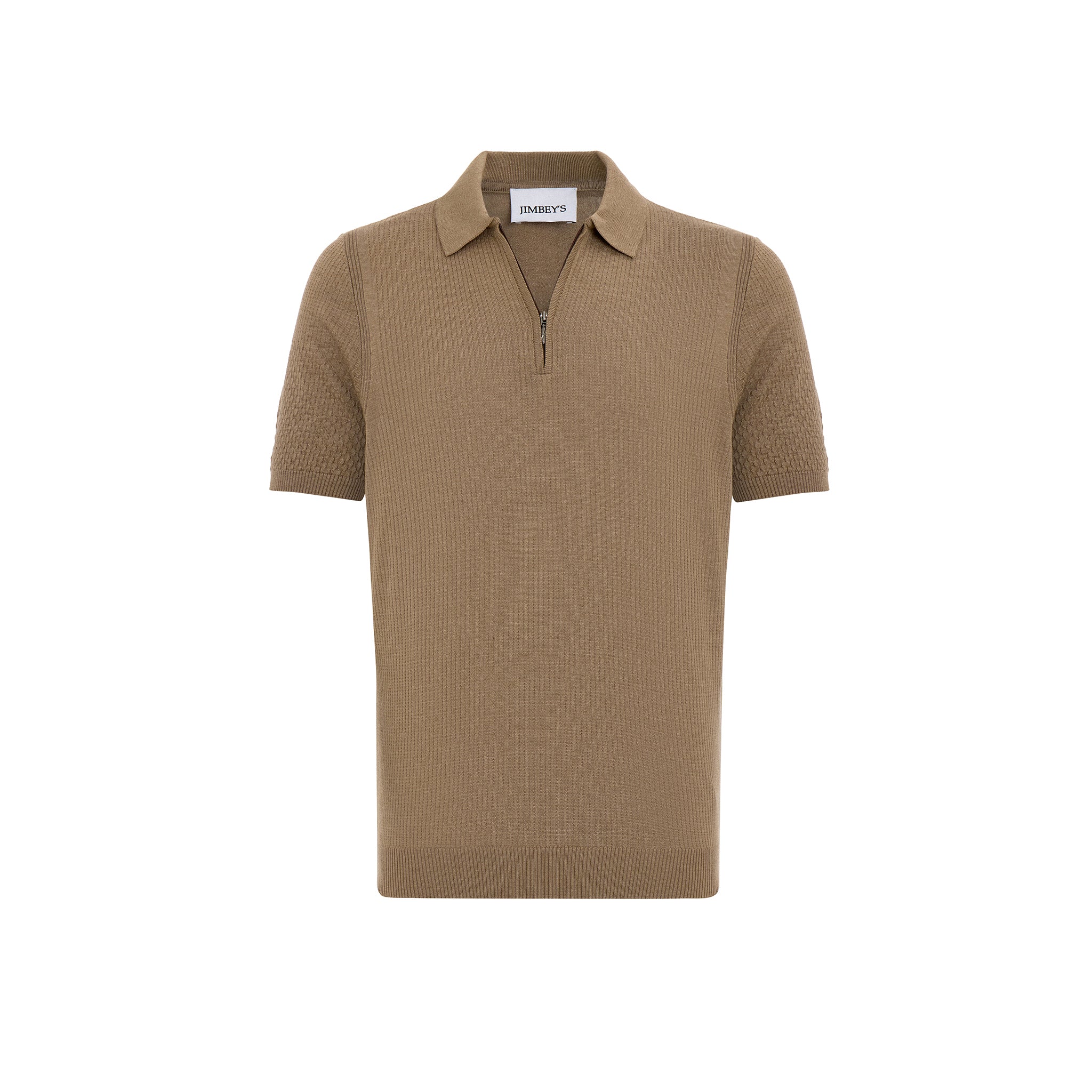 Poloshirt mit Reißverschluss braun