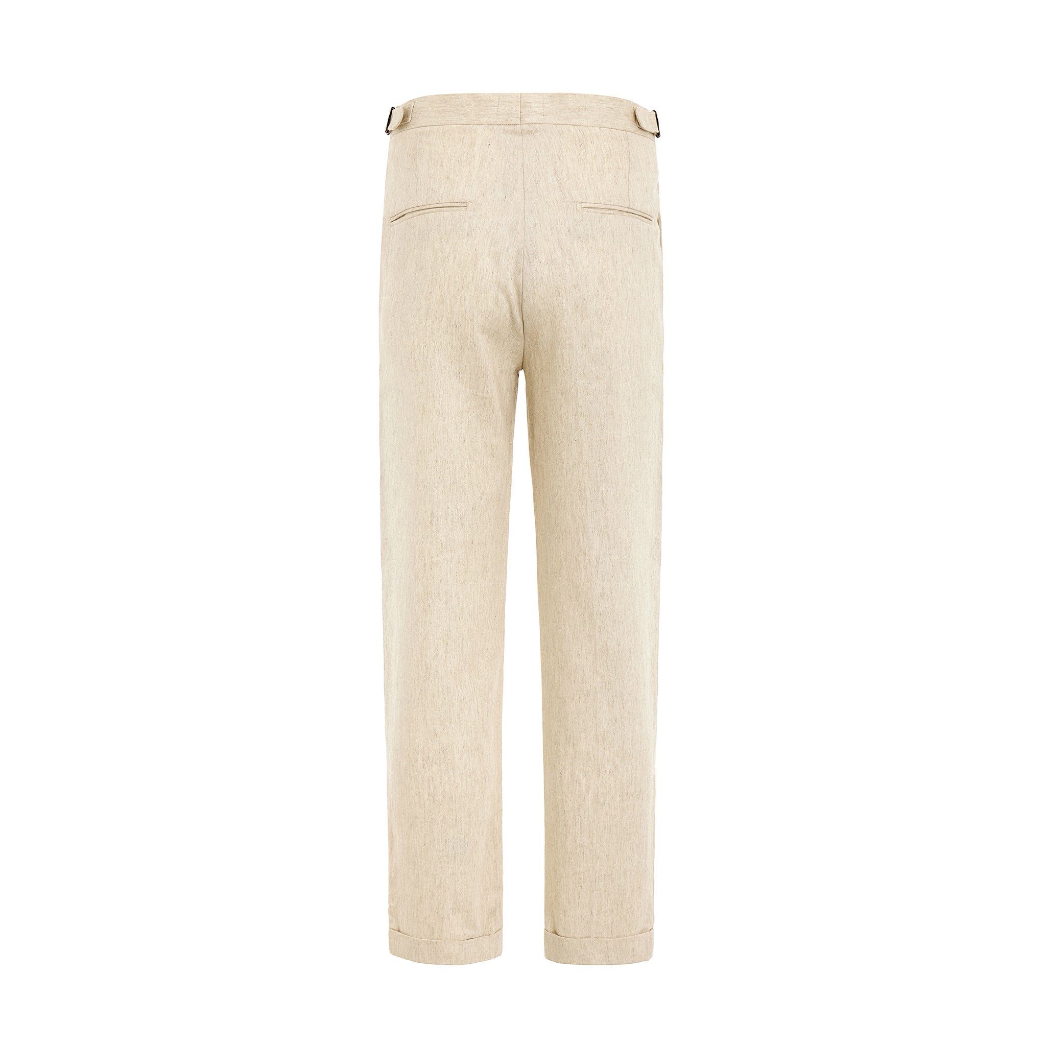 Leinen Hose mit Seitenschnalle (beige)
