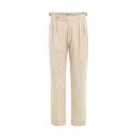 Leinen Hose mit Seitenschnalle (beige)