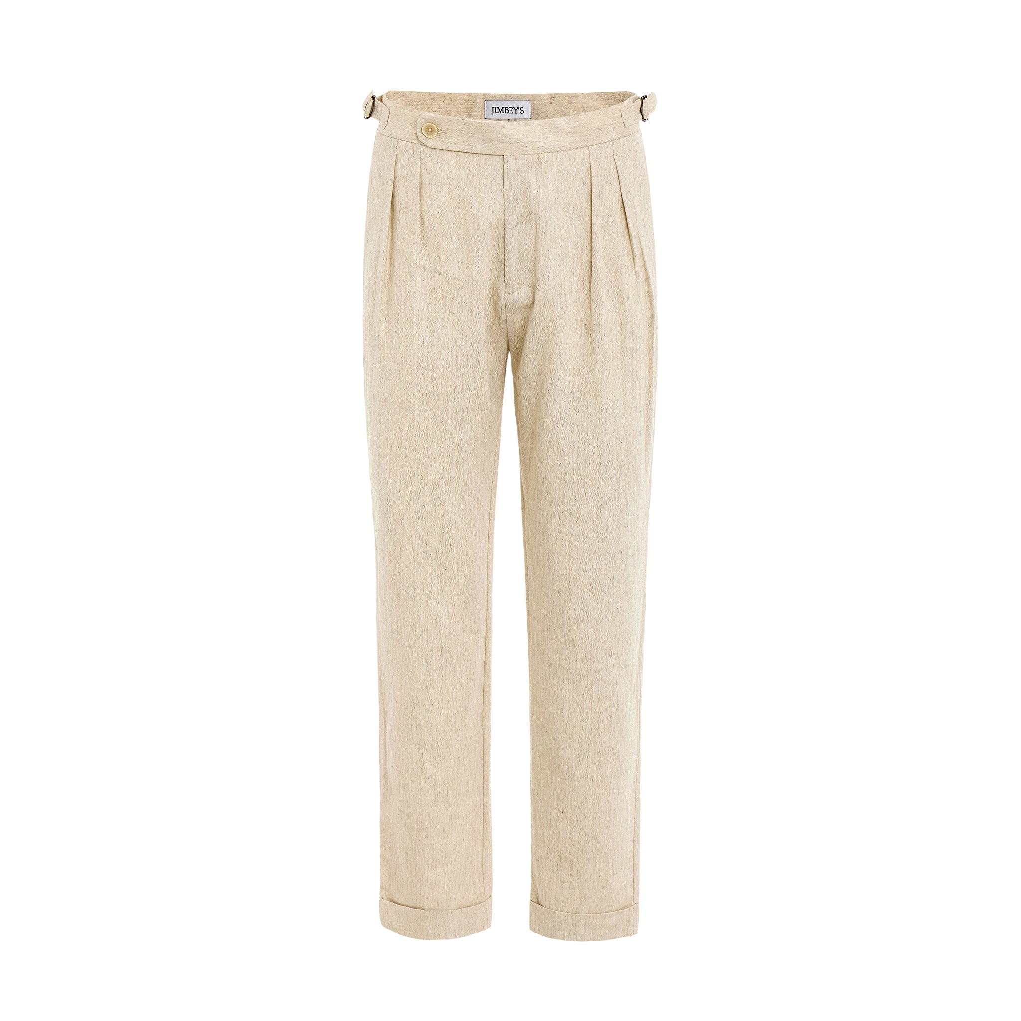 Leinen Hose mit Seitenschnalle (beige)