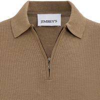 Poloshirt mit Reißverschluss braun