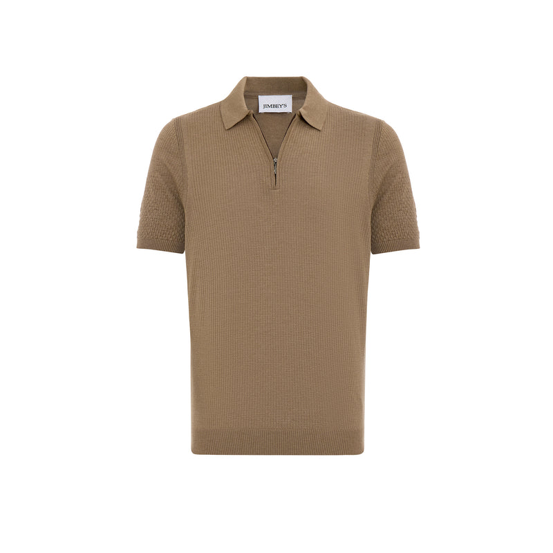 Poloshirt mit Reißverschluss braun
