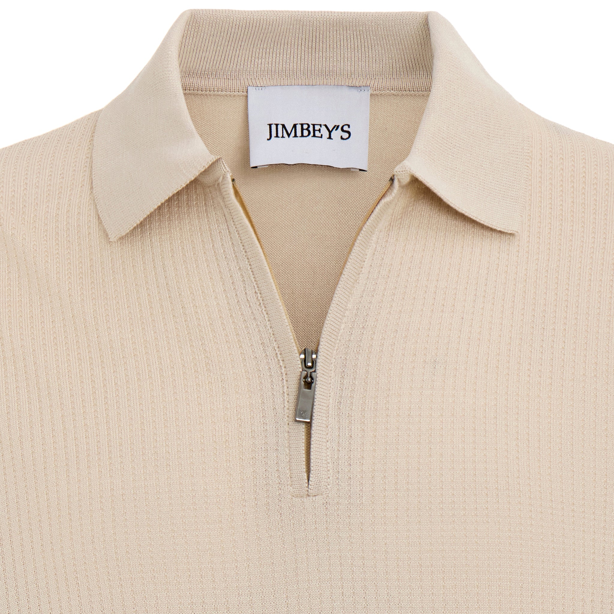 Poloshirt mit Reißverschluss beige