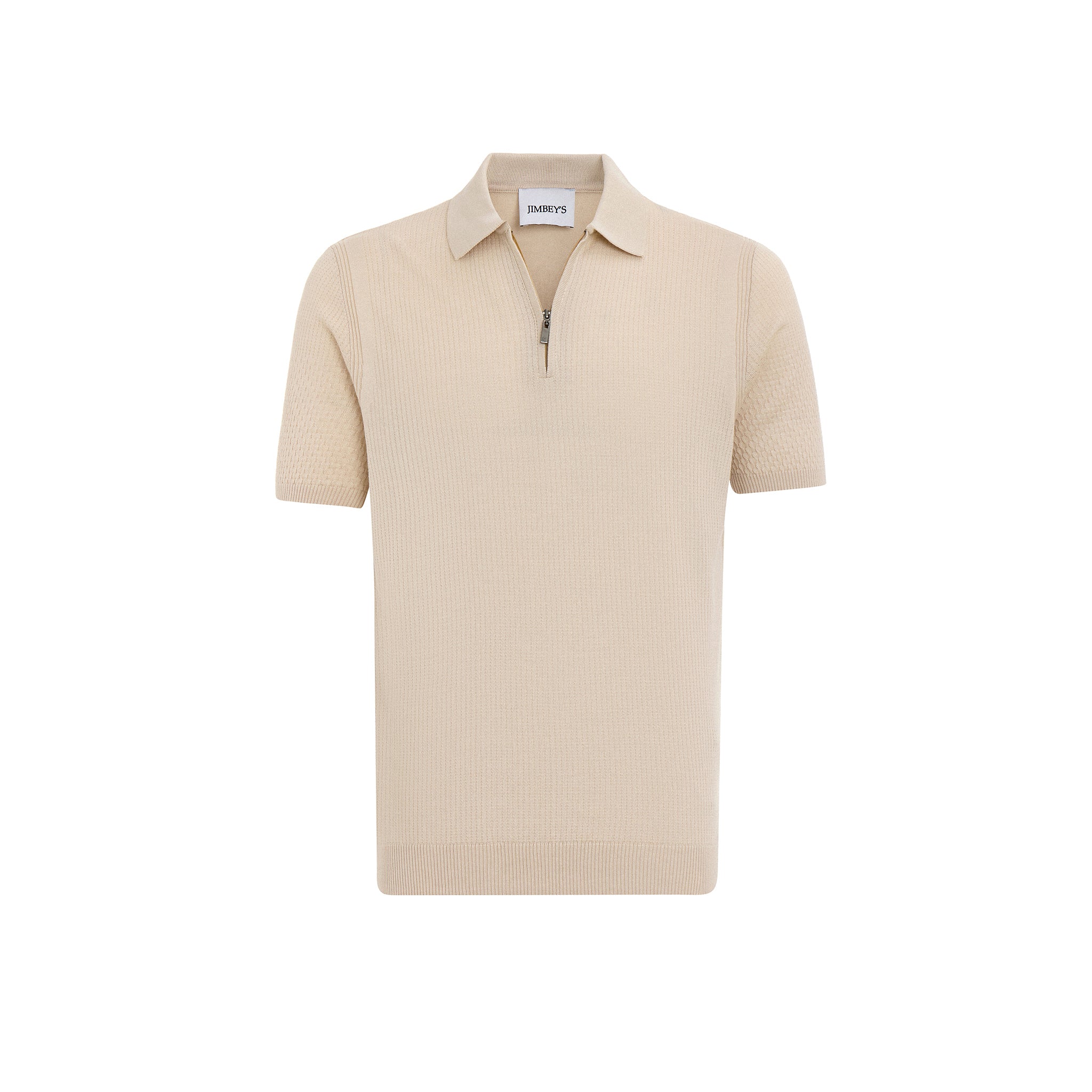 Poloshirt mit Reißverschluss beige