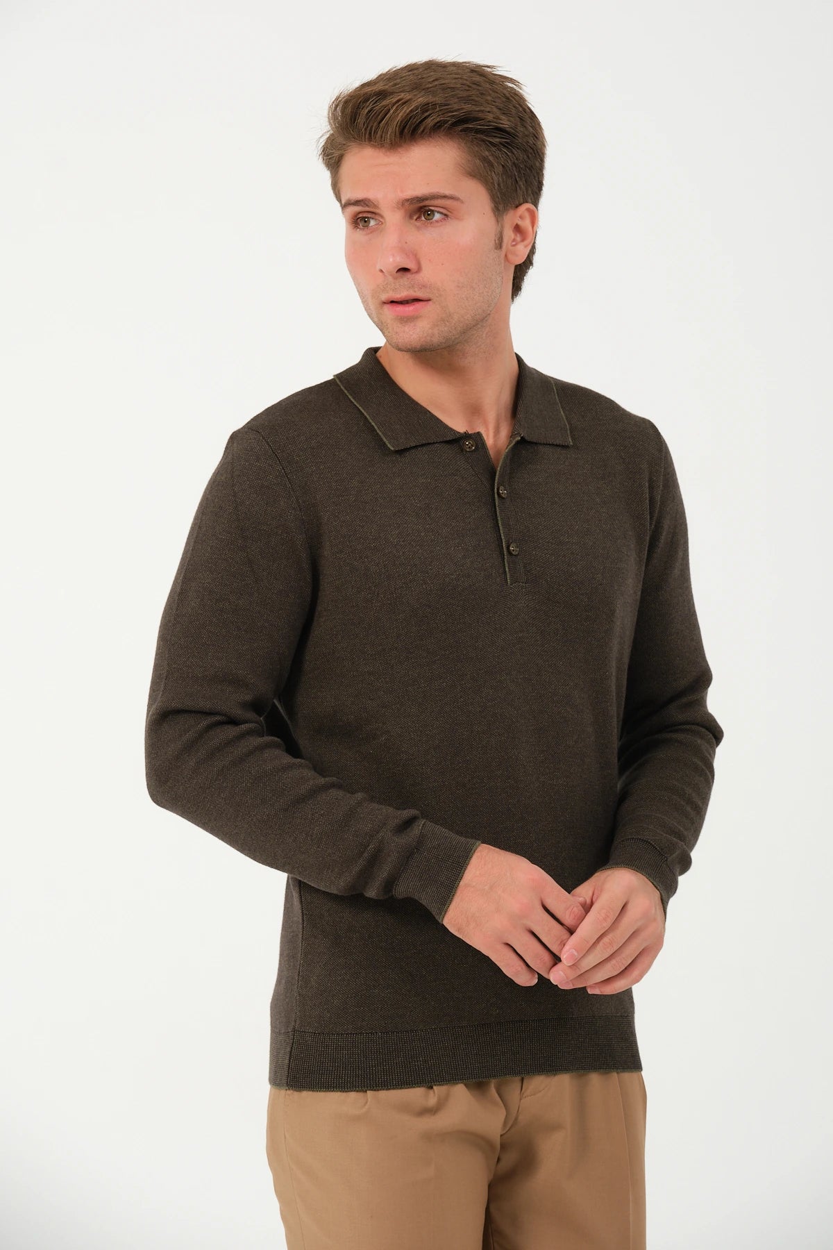 Polo Longsleeve Oliv