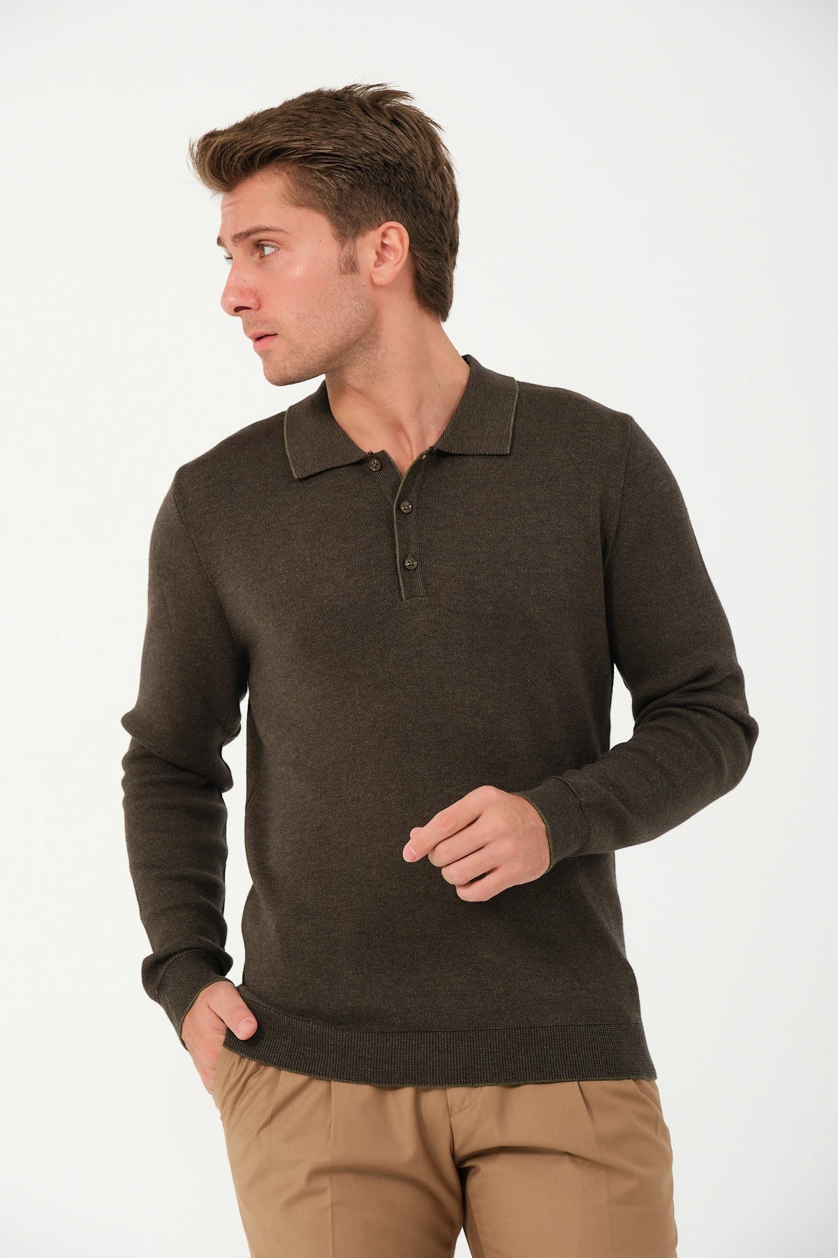 Polo Longsleeve Oliv